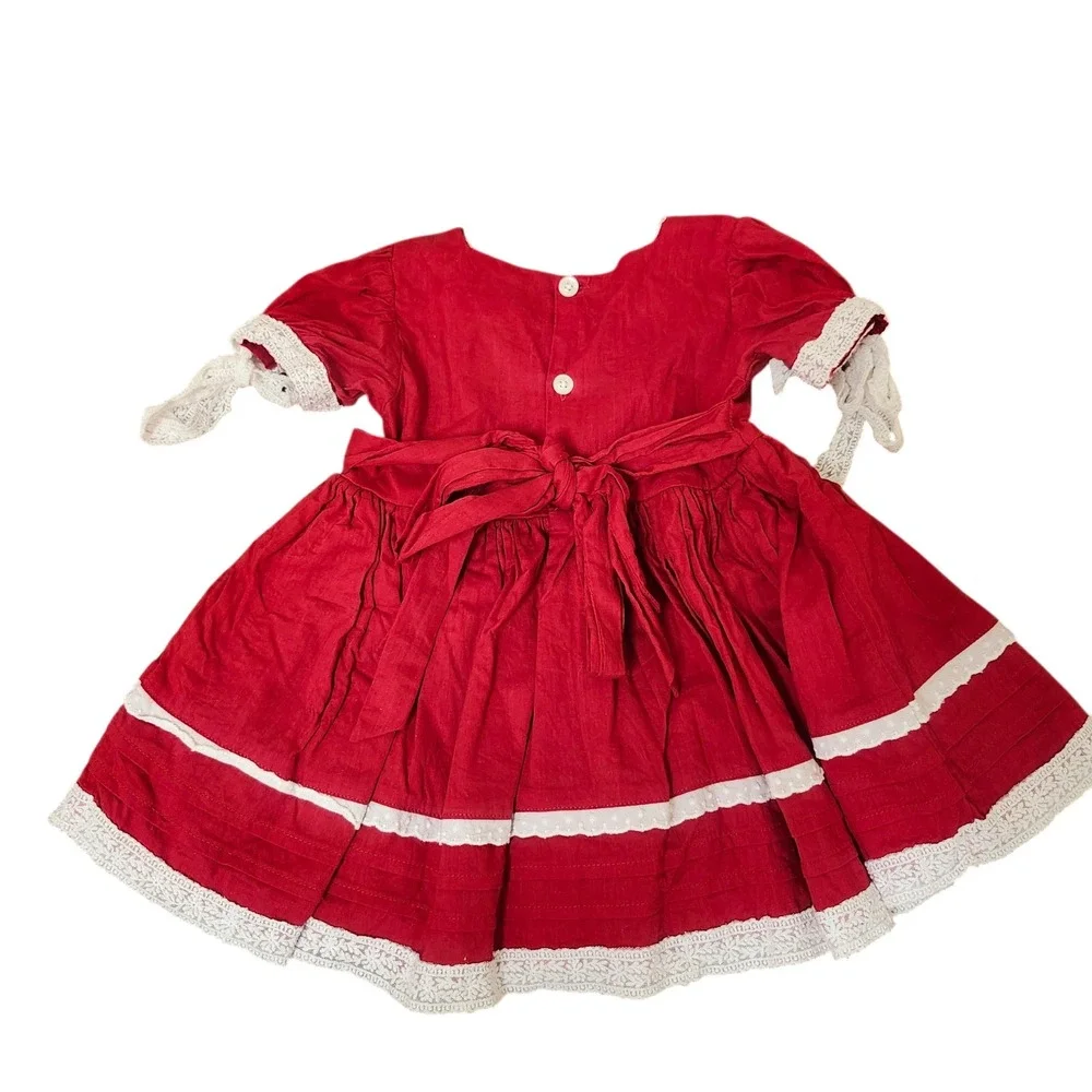 Well Dressed Wolf Girls Red Lawn Party Holiday Tunic‎ Bloomer Set Cotton Xmas 3T